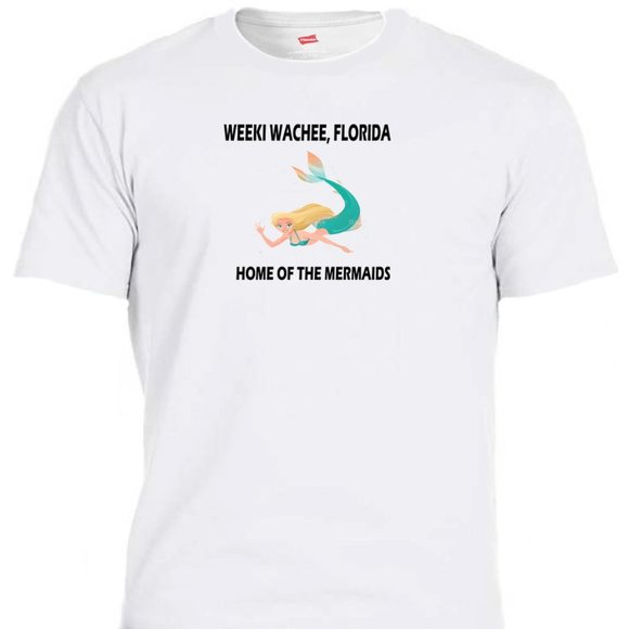 WEEKI WACHEE FLORIDA MERMAID, Men's Ivory & White T-Shirts, Size S-5XL T-2004 - Picture 2 of 2